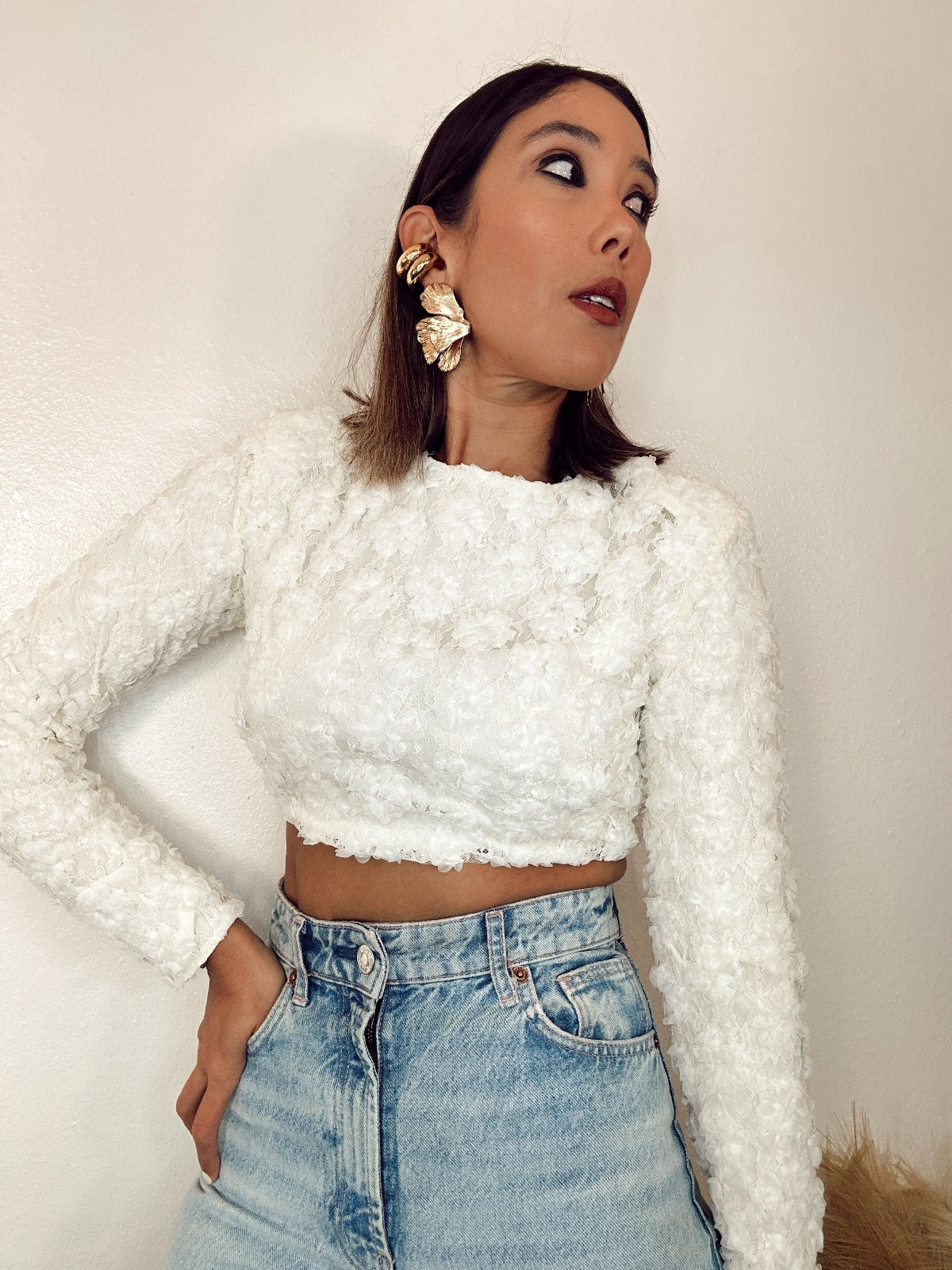 Rosé Textured Crop Top