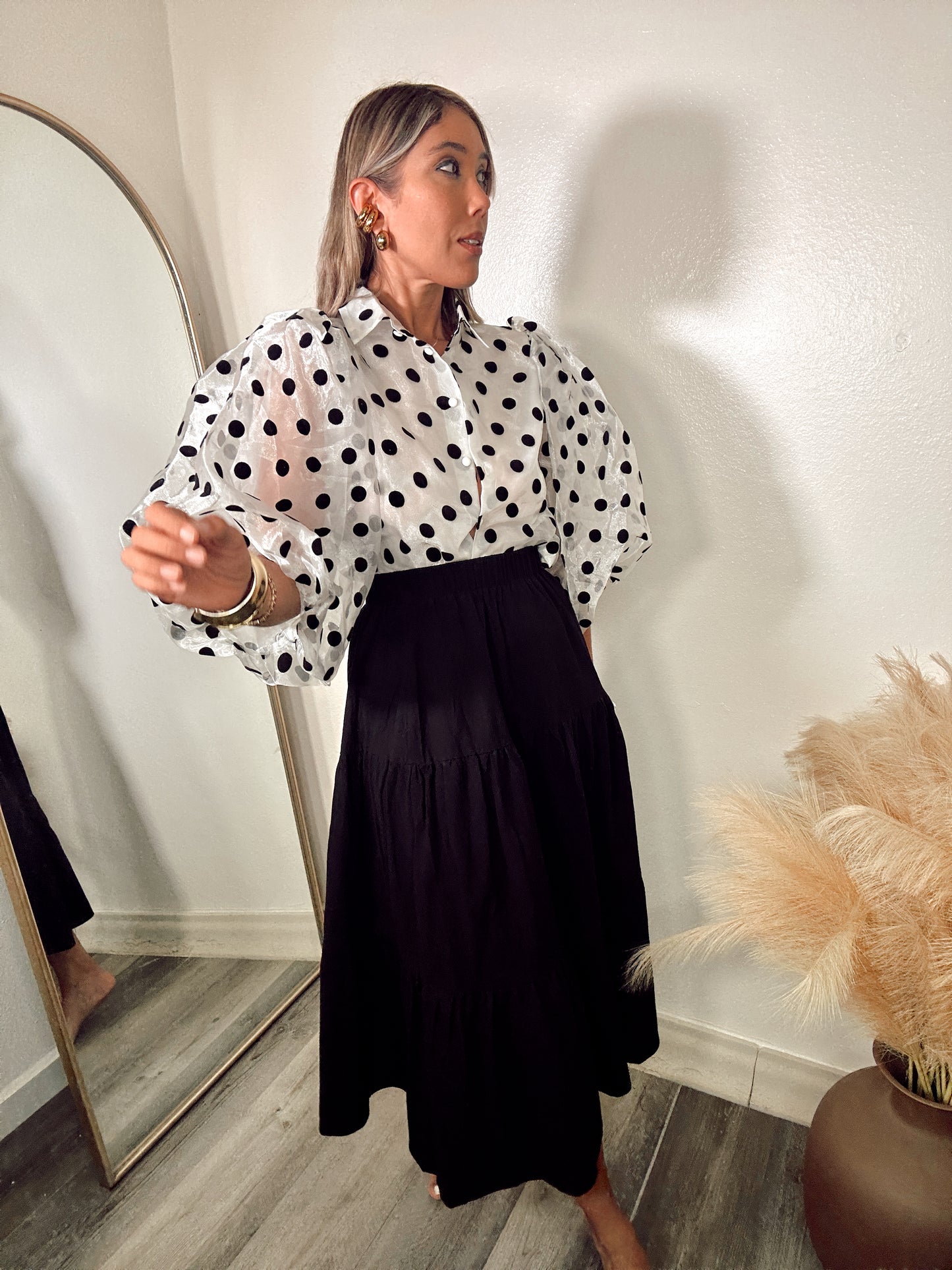 Timeless Elegance Polkadot Sheer Blouse