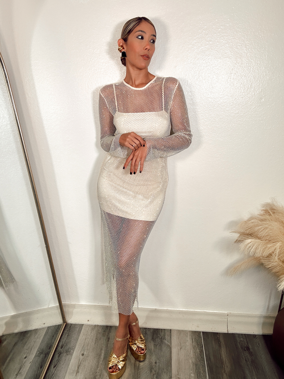 Sparkling Midi Dress with Mini Lining