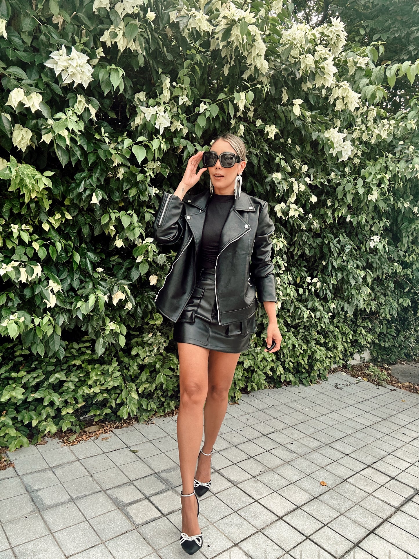 Lorell Faux Leather Cargo Mini Skirt