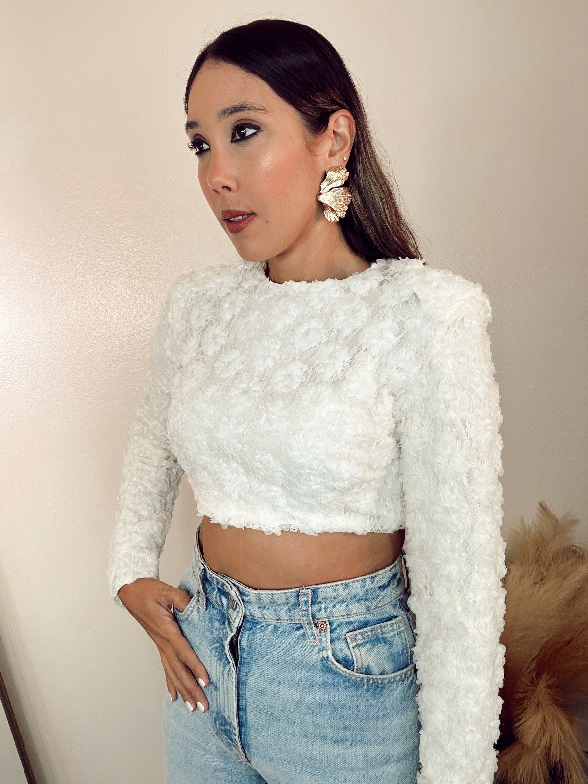 Rosé Textured Crop Top
