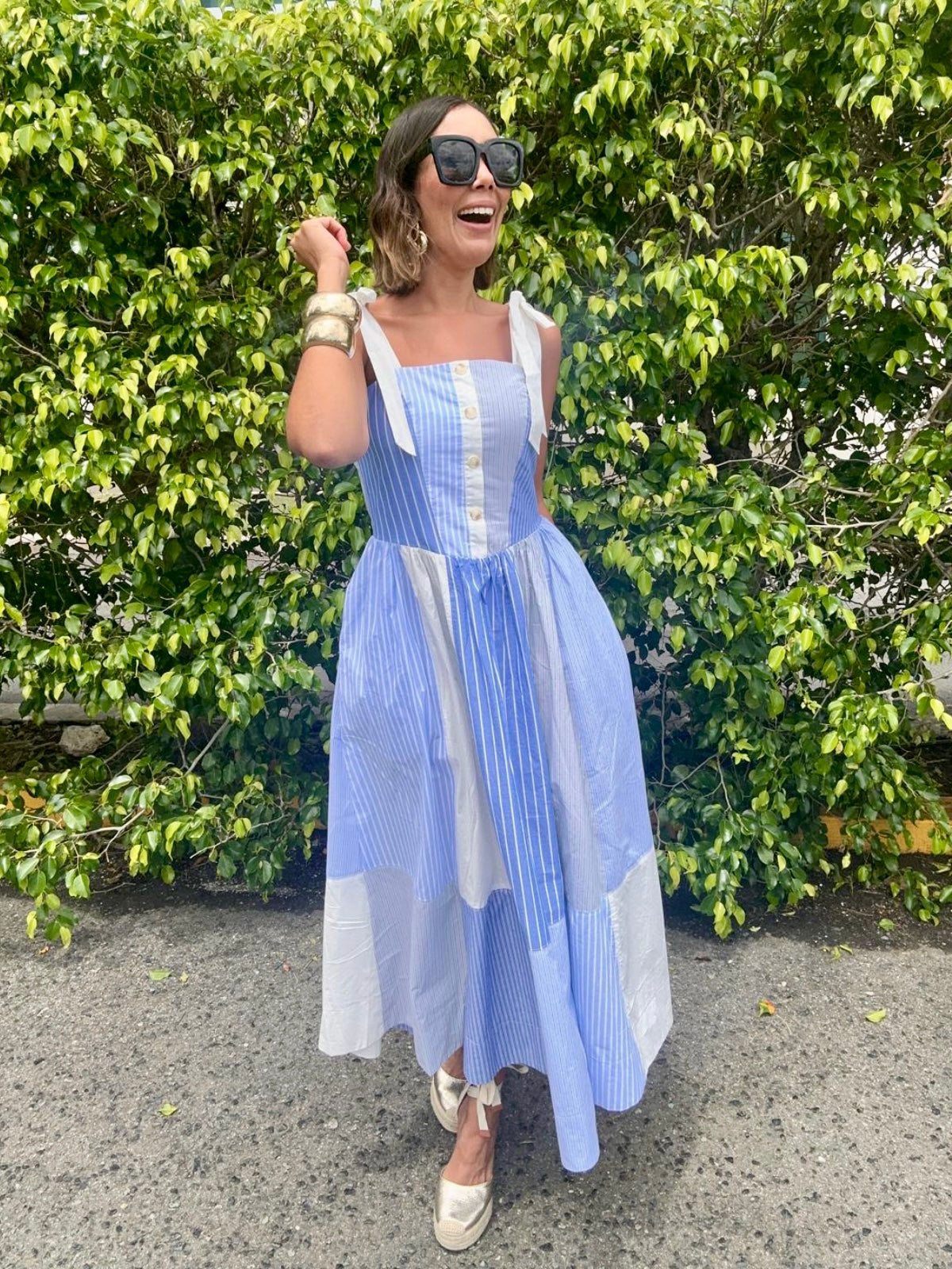 blue patchwork maxi dress Perfectly Mixed L / MULTI Laundry by Shelli Segal guest-yellow have for sunny days Choose Size (some sizes not displayed):2 ft x 3 ft