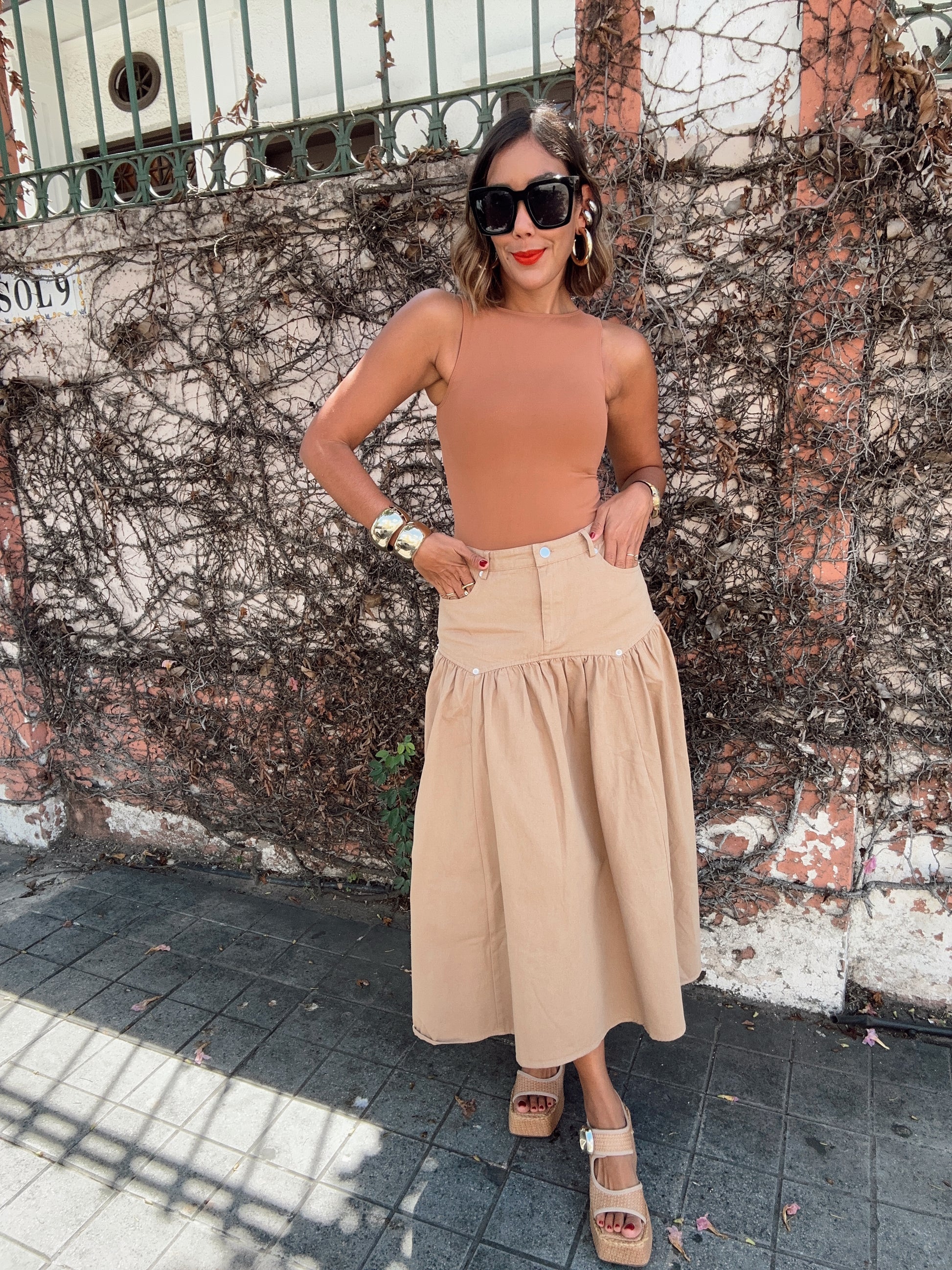Own It Always Fit and Flare Midi Skirt