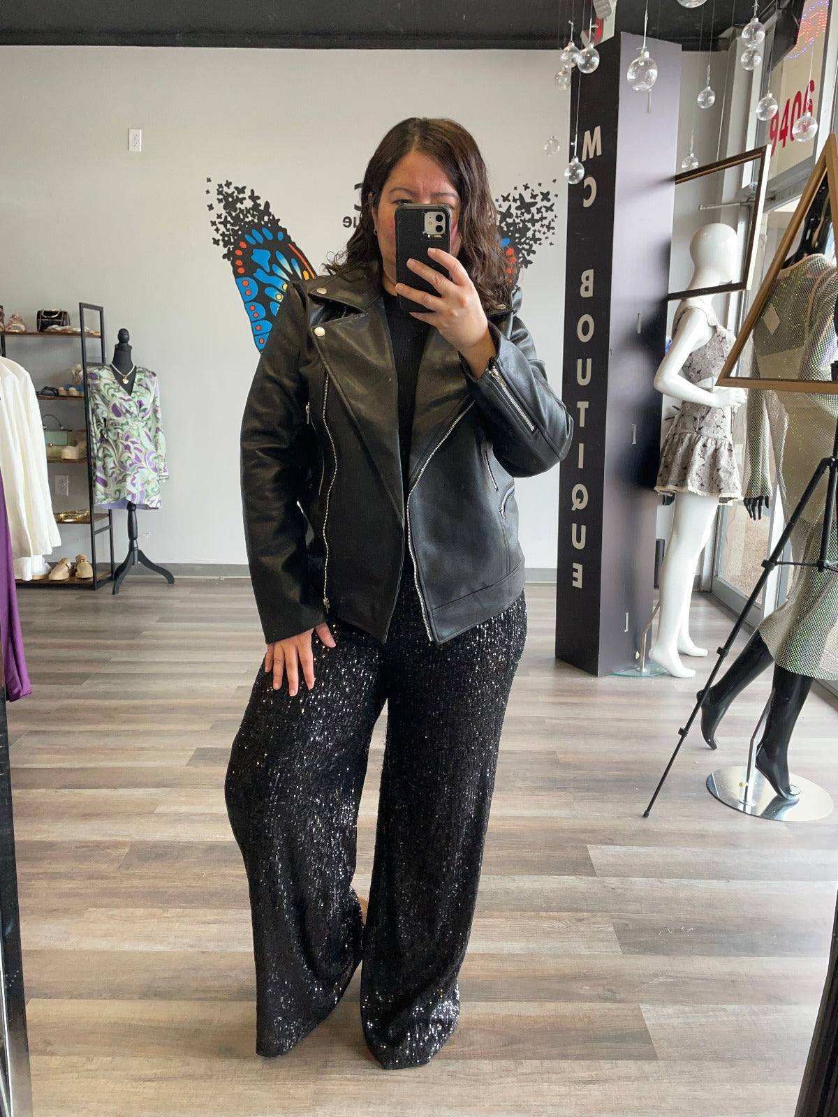 Sequin Sparkle Black Pants