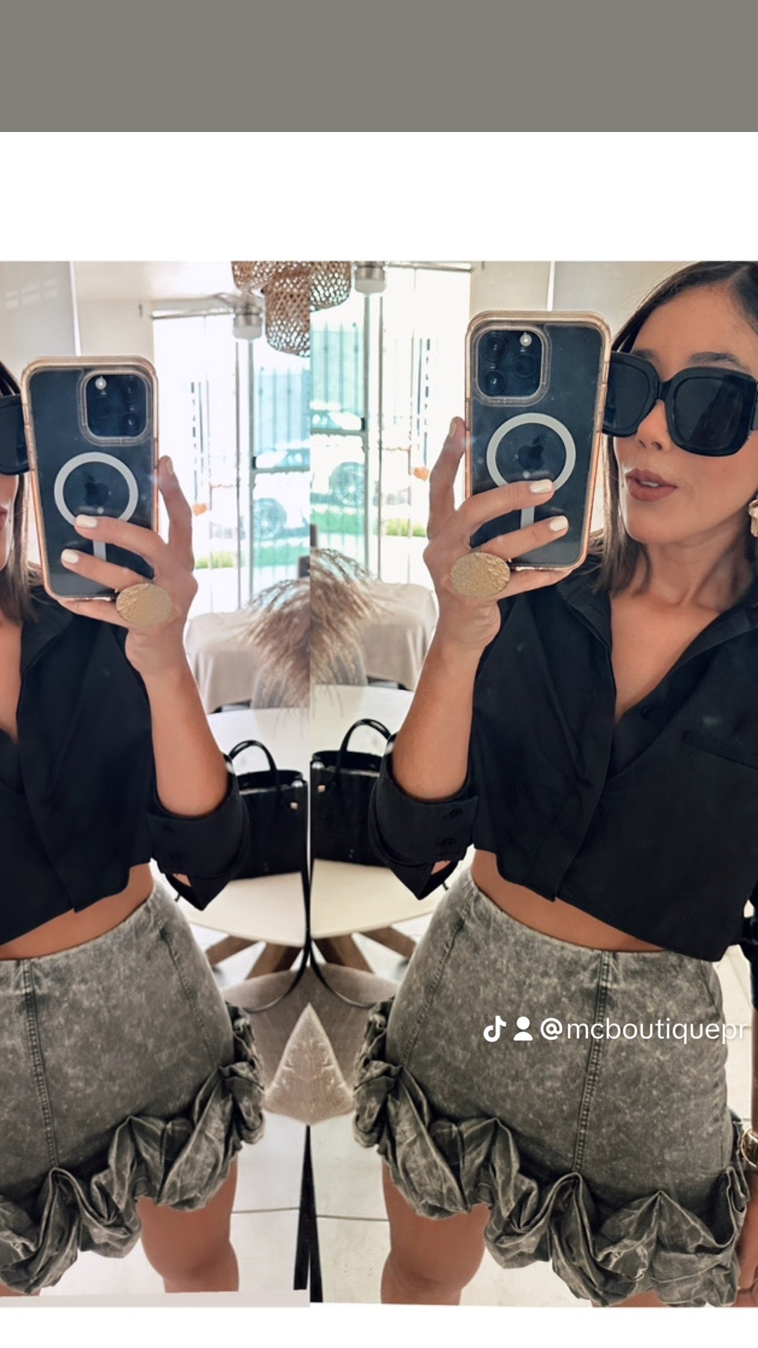 Chary Ruffle Denim Mini Skirt