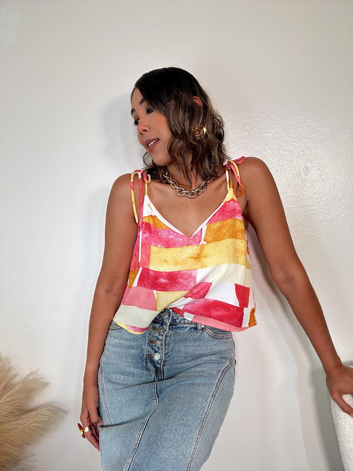Julia Abstract Print Crop Top