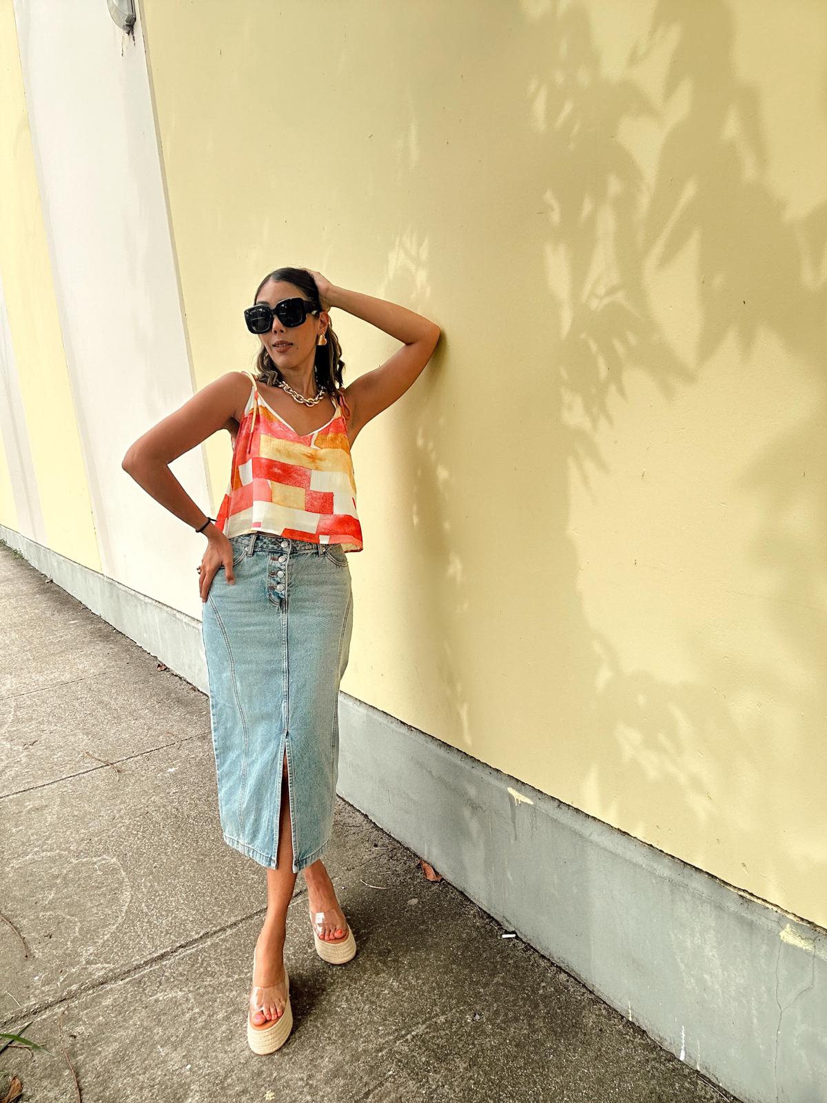 Julia Abstract Print Crop Top