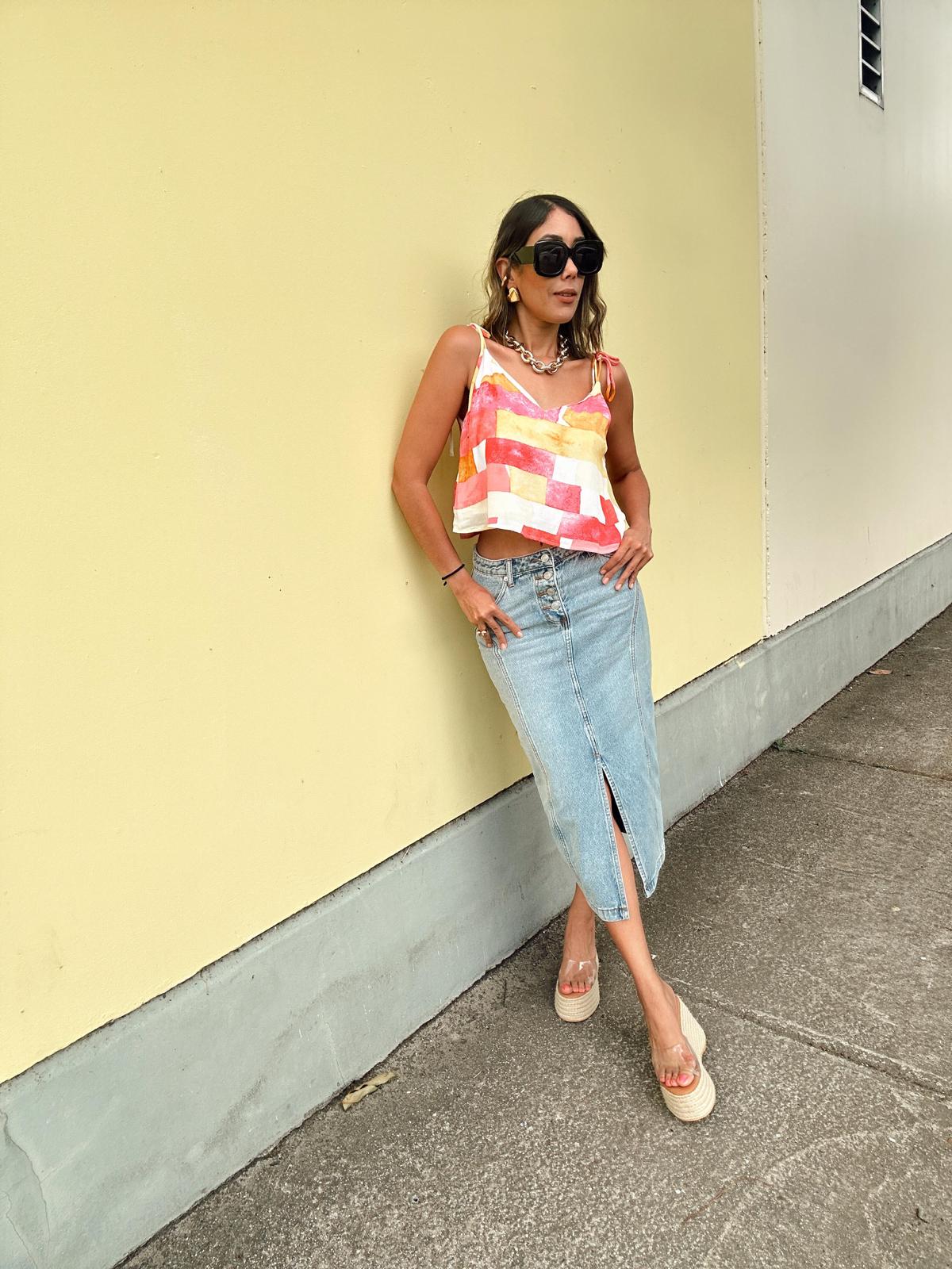 Julia Abstract Print Crop Top