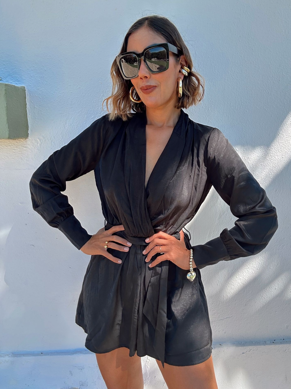 Elegant Cutout Tie-Waist Romper