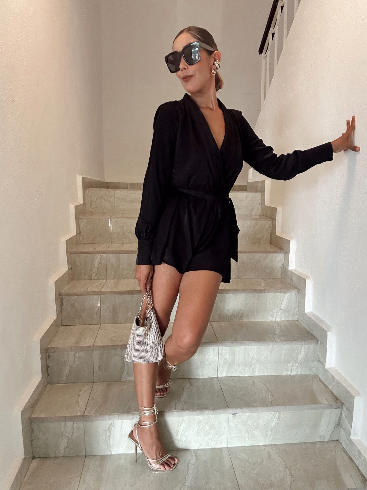 Elegant Cutout Tie-Waist Romper