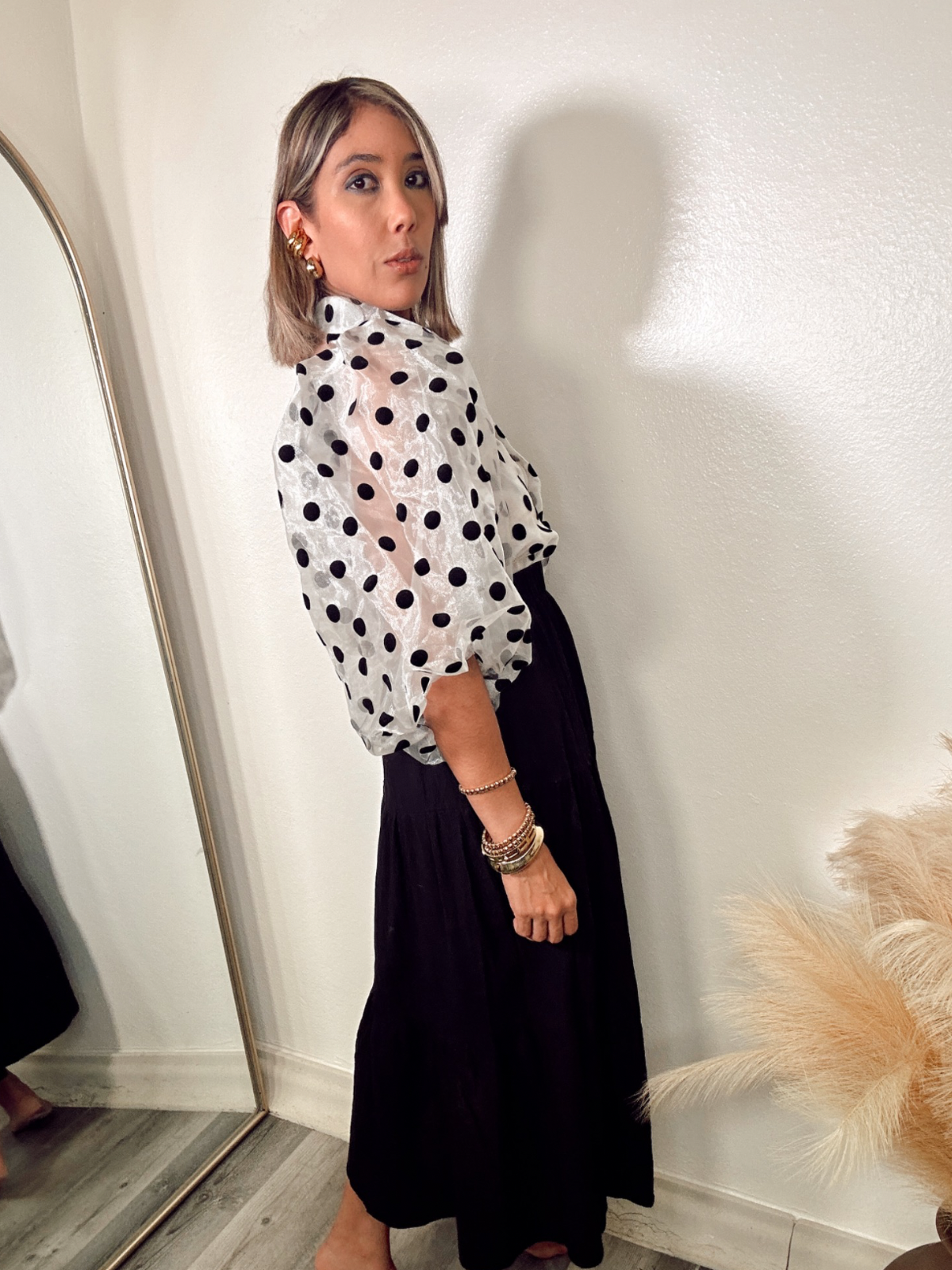 Timeless Elegance Polkadot Sheer Blouse