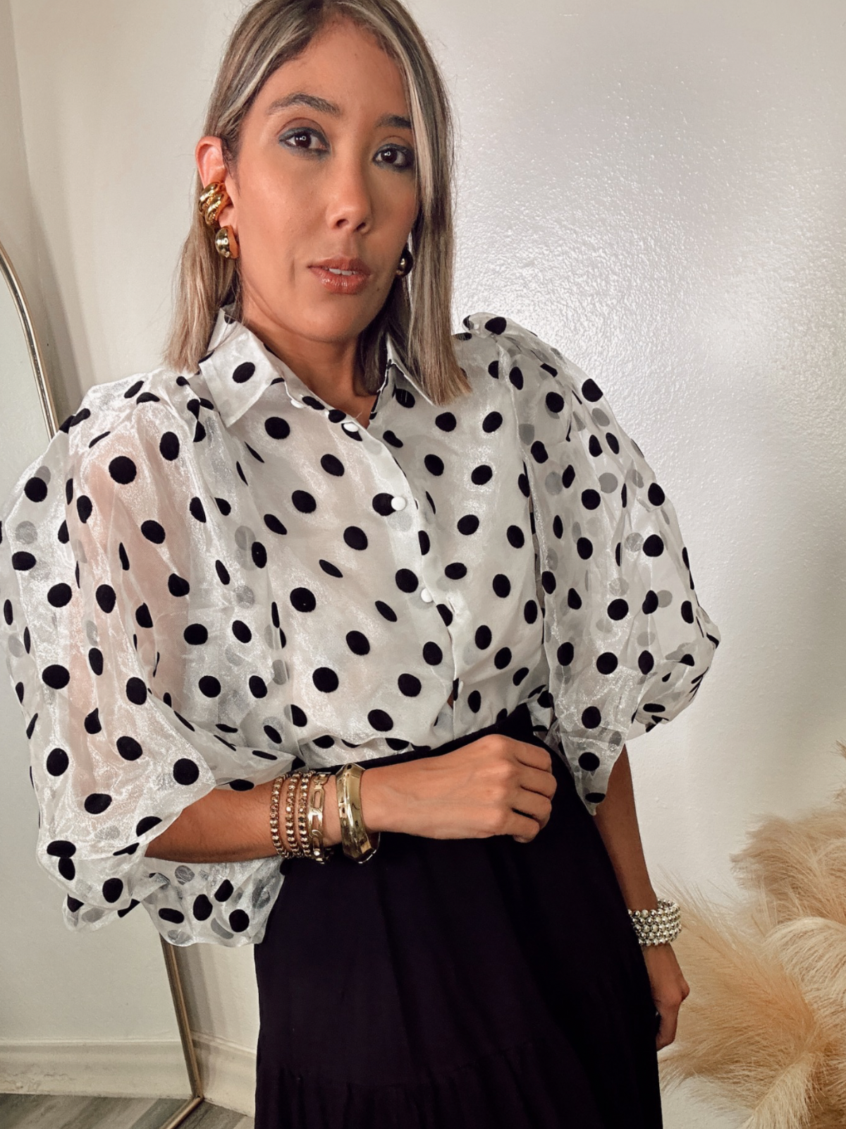 Timeless Elegance Polkadot Sheer Blouse