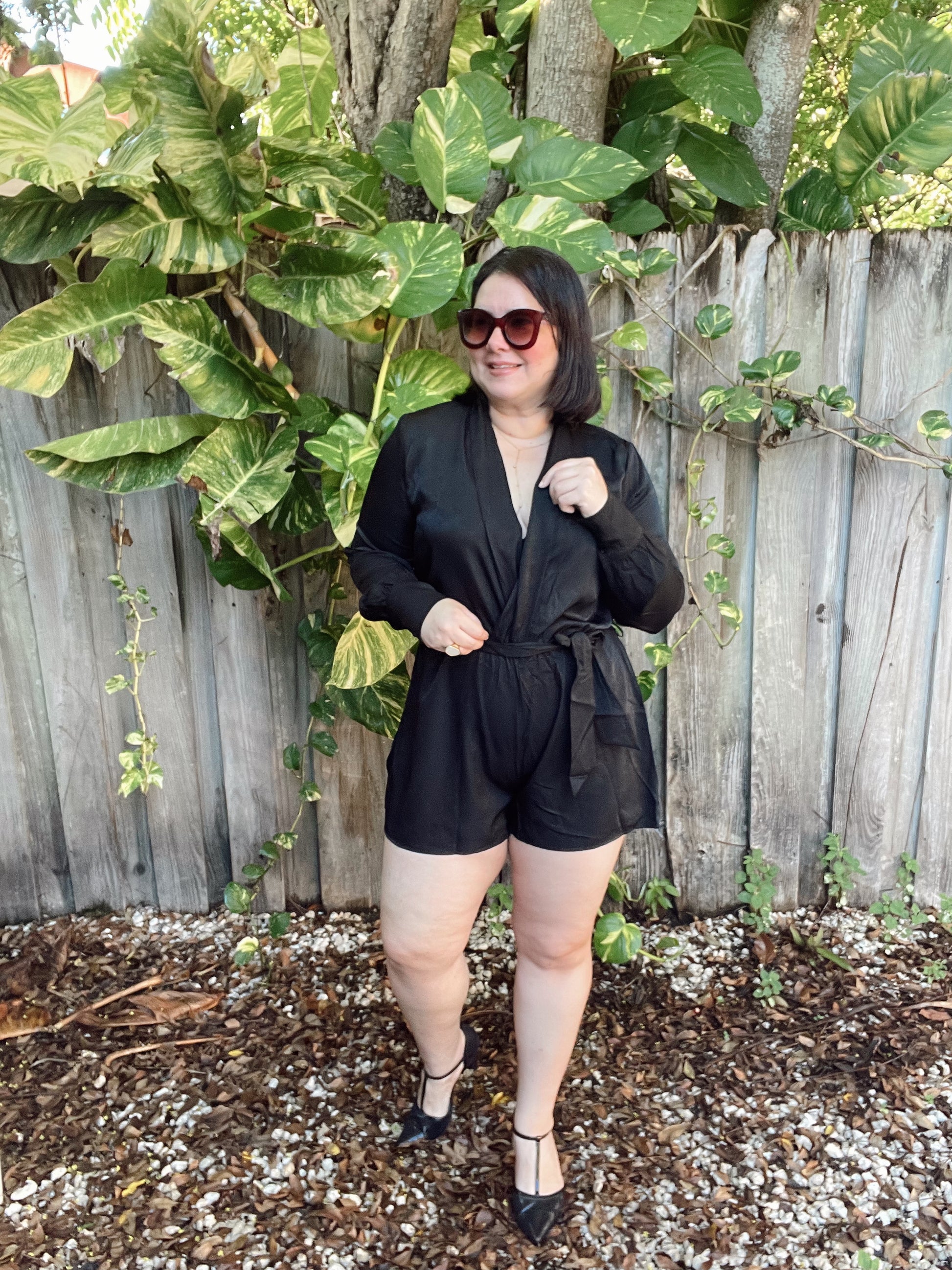 Elegant Cutout Tie-Waist Romper