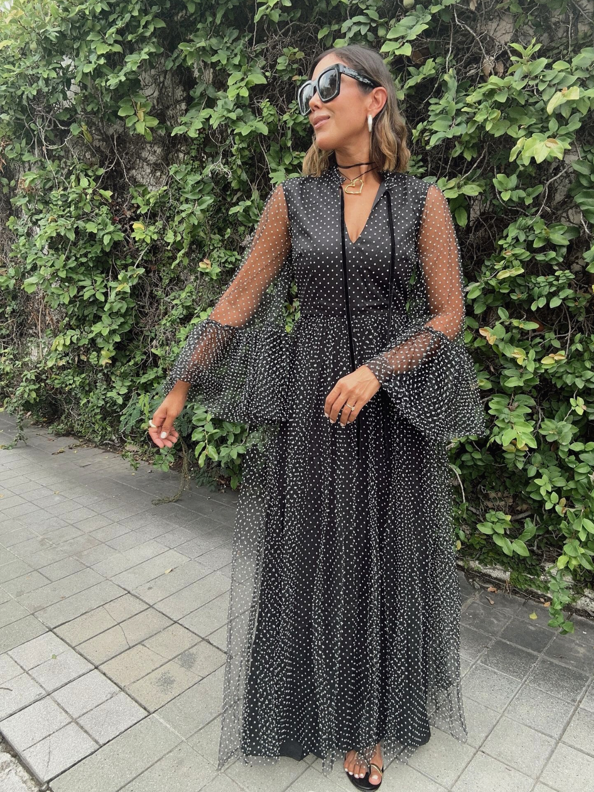 Secret Of The Night Polka Dot Maxi Dress