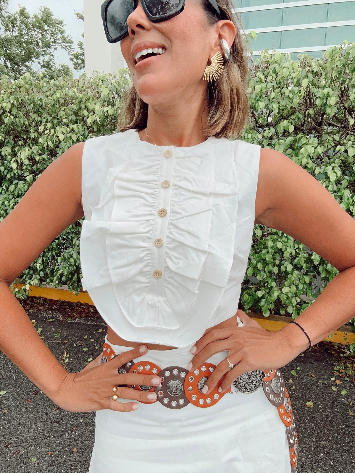 True Essence Top and Skirt Set with Statement Belt Included