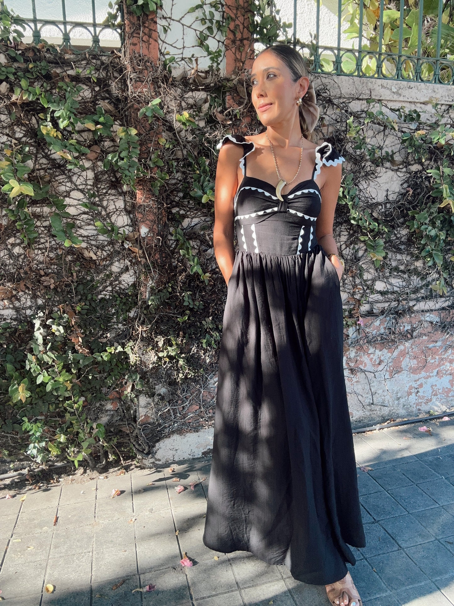 Colette Ruffle Strap Maxi Dress