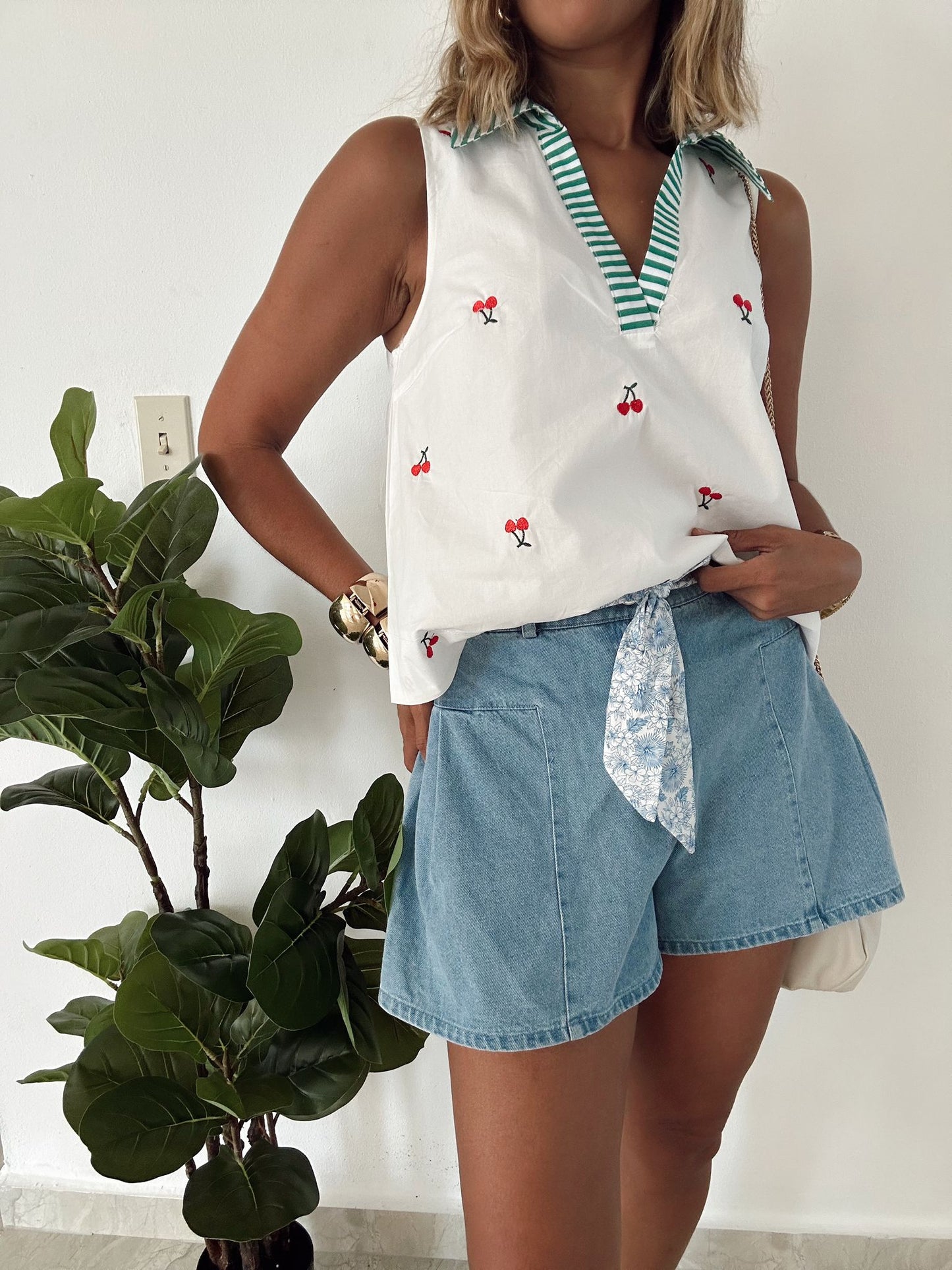 Flirty High Rise Flounce Denim Shorts