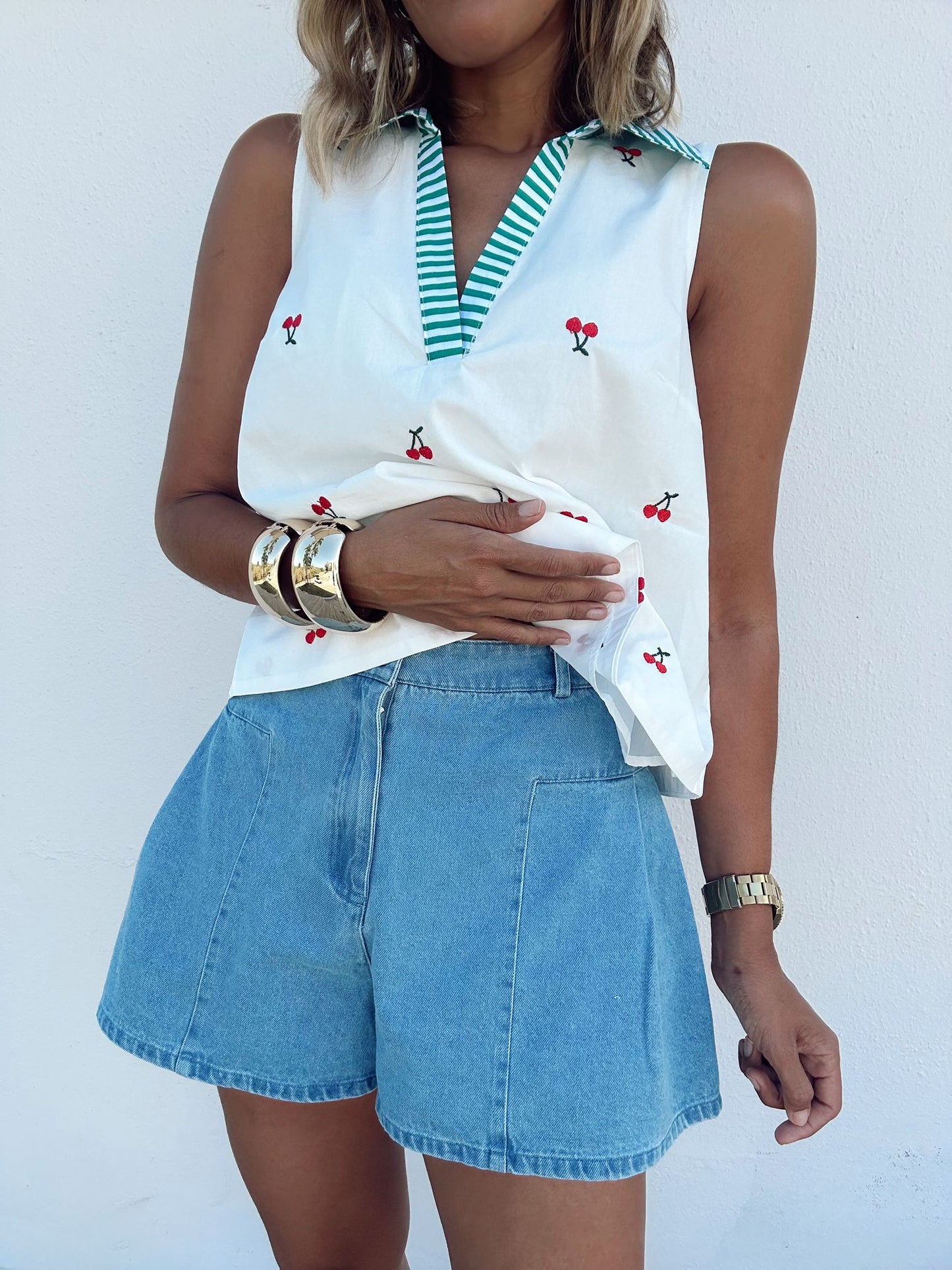 Flirty High Rise Flounce Denim Shorts