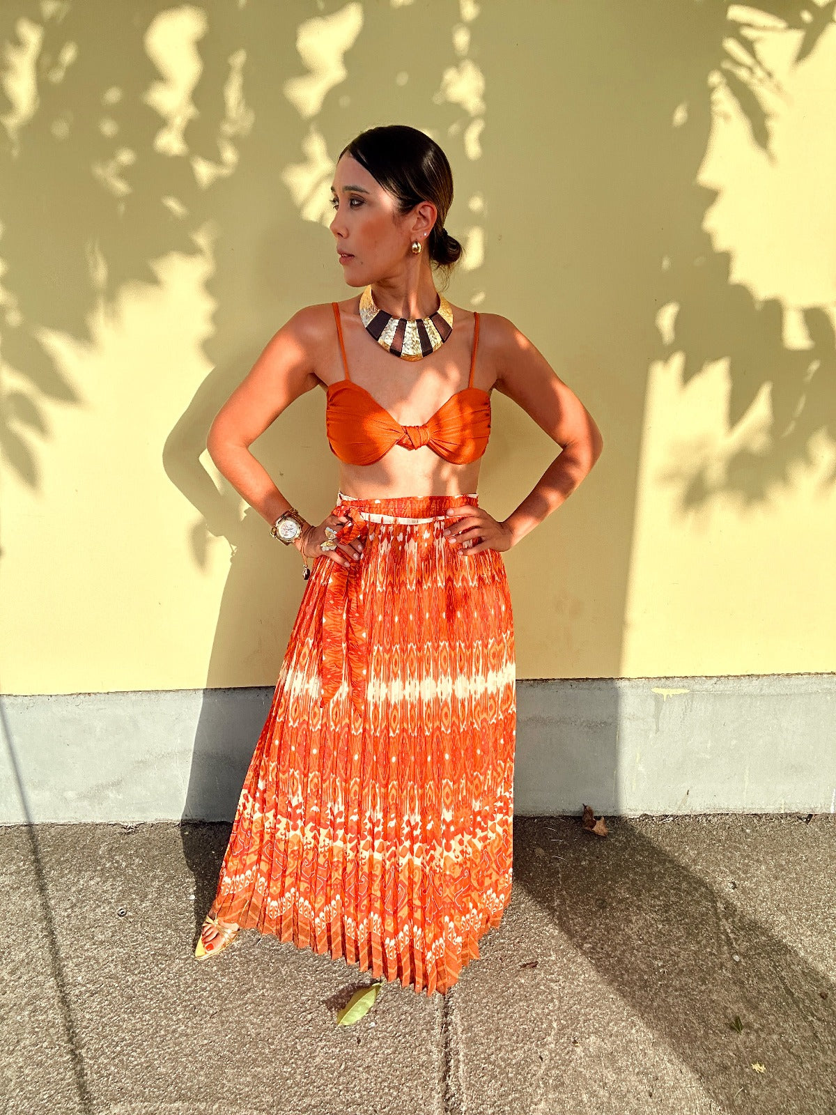 Bohemia Pleated Maxi Skirt