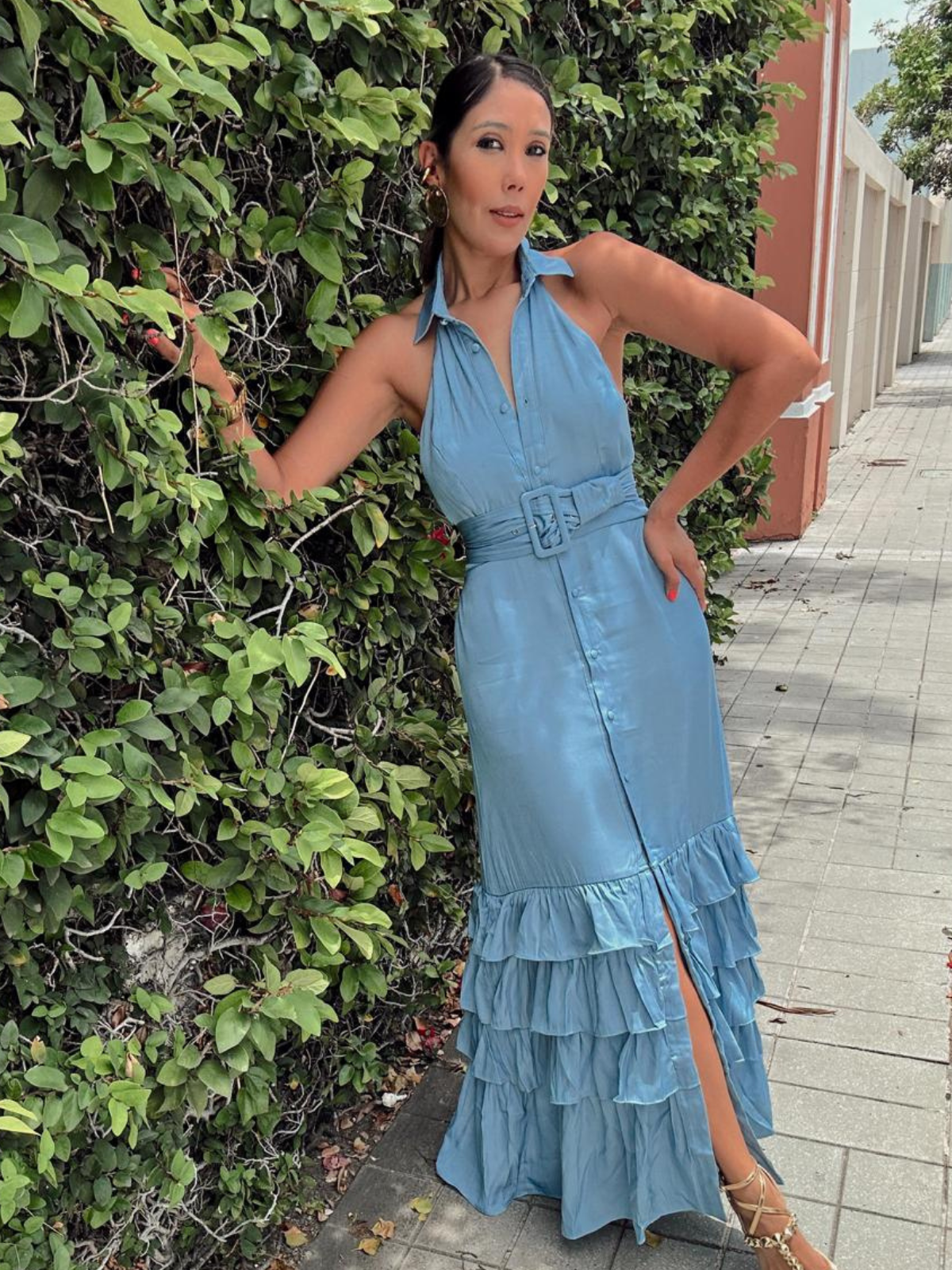Noa Halter Neck Denim Maxi Dress