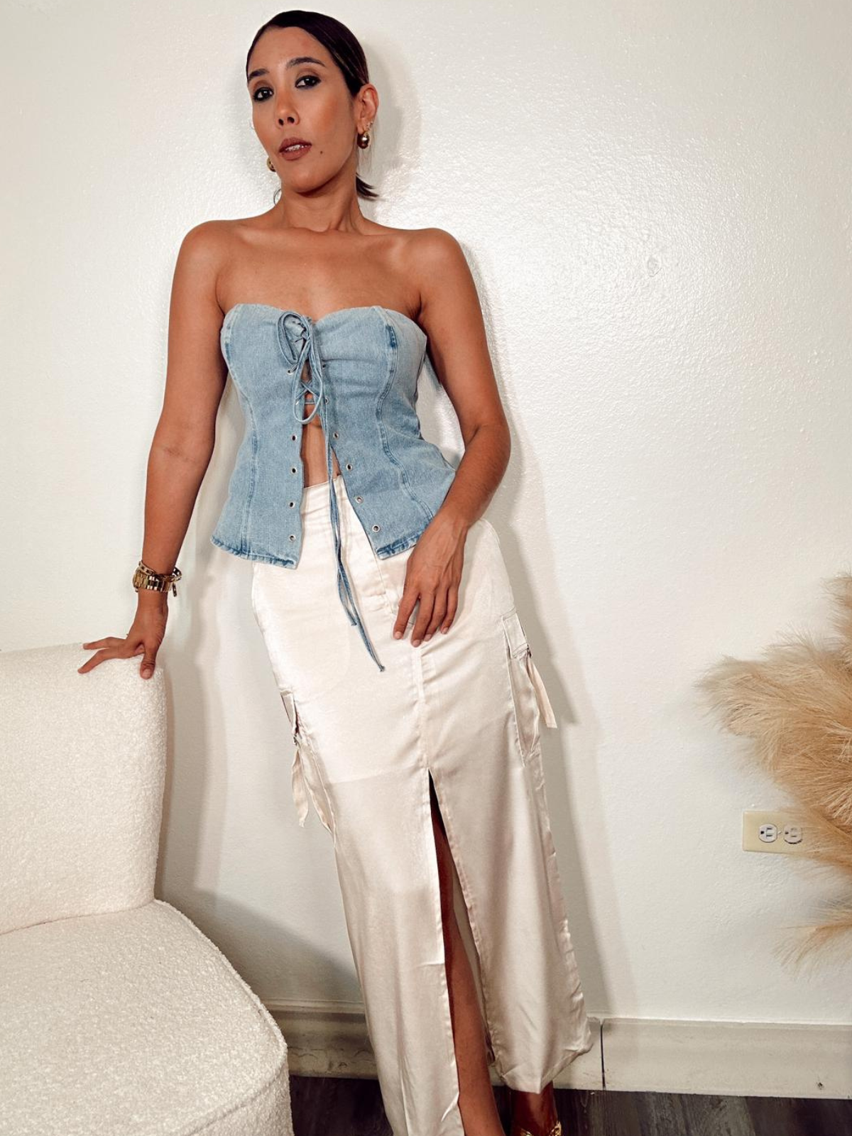 Every Day Satin Cargo Midi Skirt
