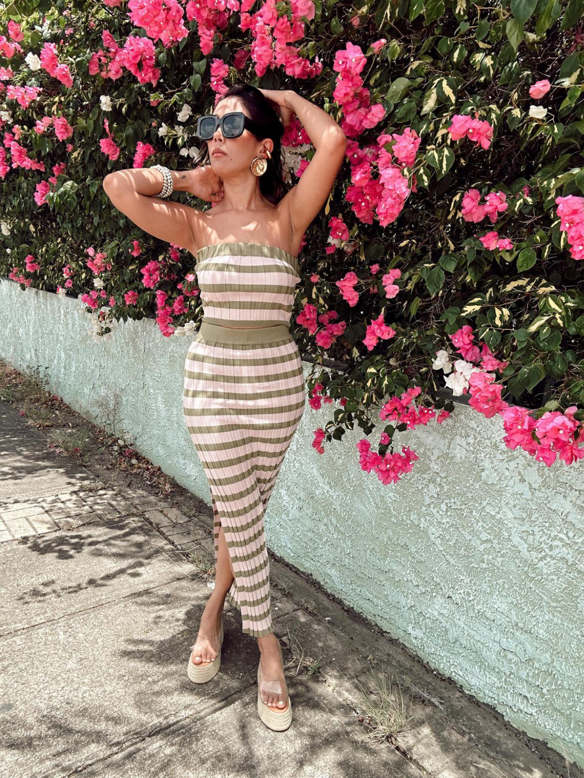 Hailee Striped Tube Top and Midi Skirt
