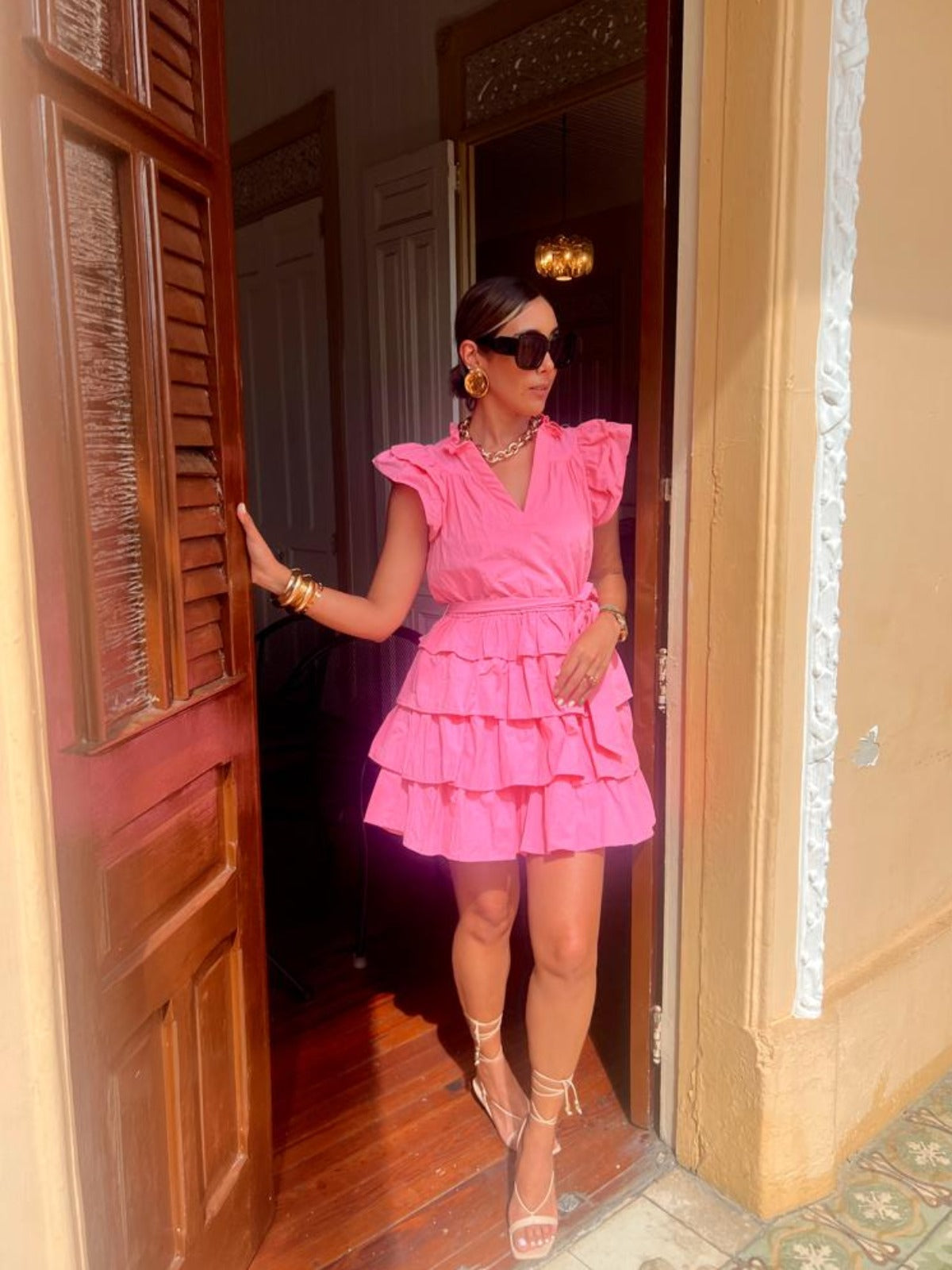 Love Is Pink Ruffled Mini Dress