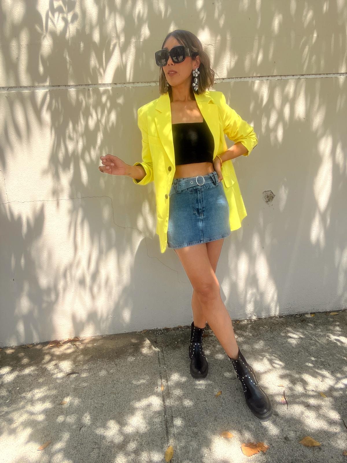 Day To Myself Belted Denim Mini Skirt