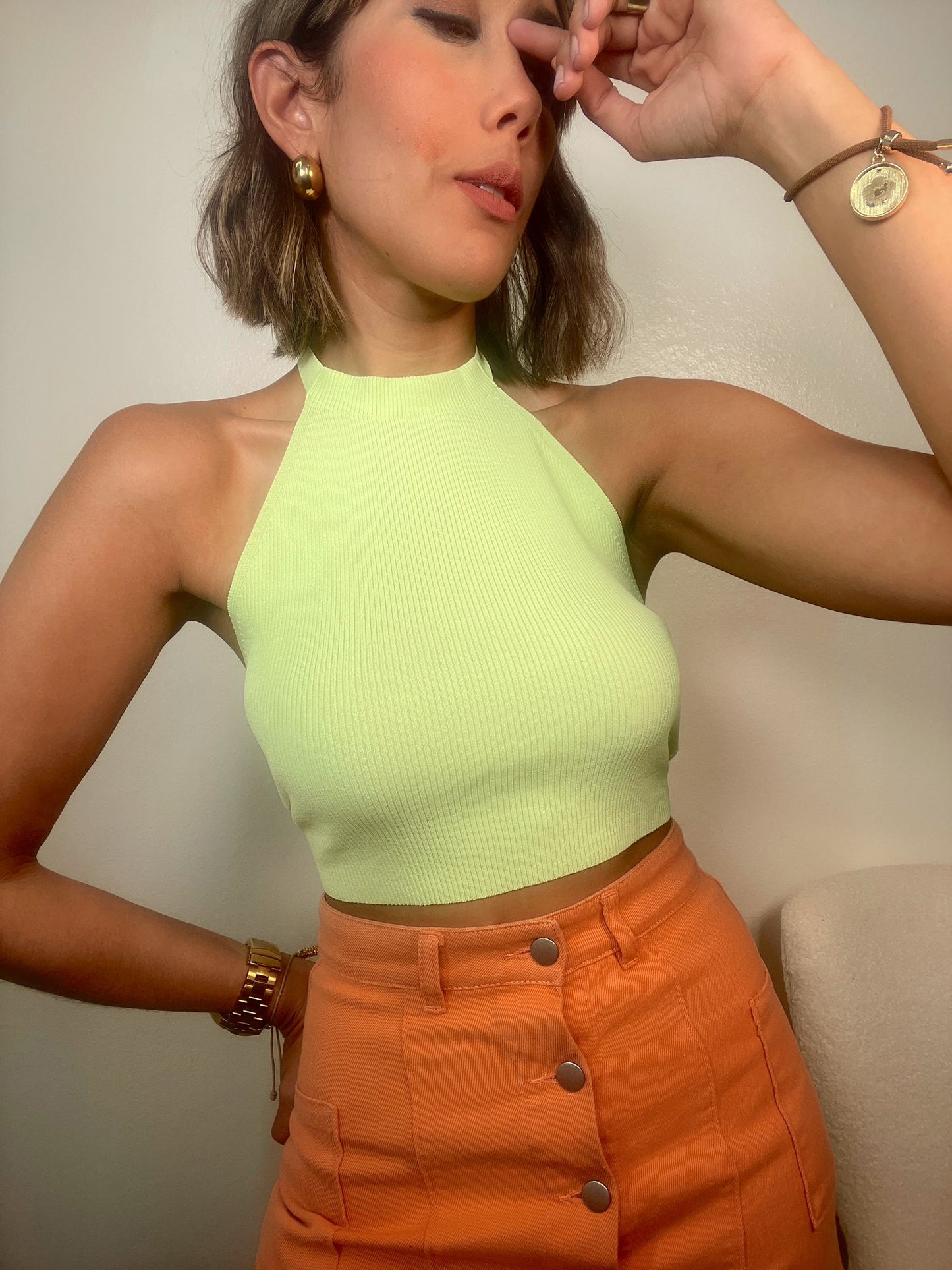Sunny Lime Open Back Tank Top