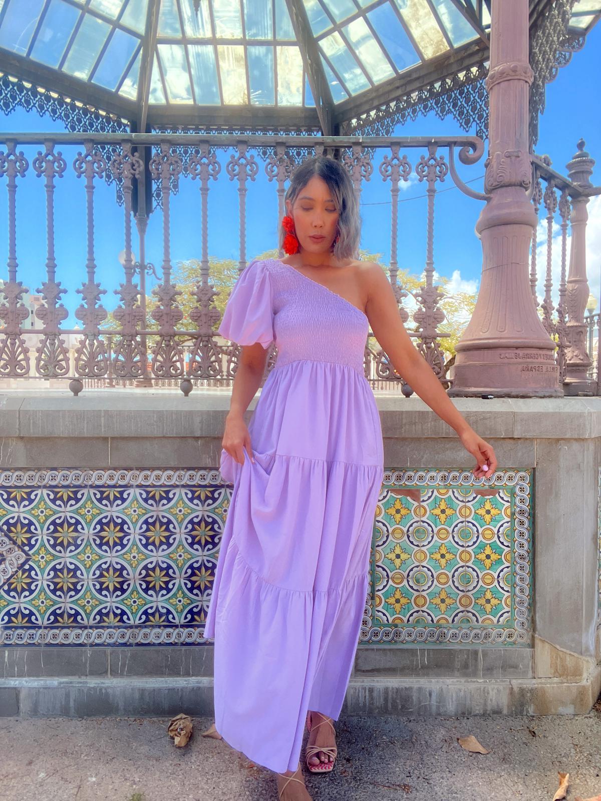 Lavender One Shoulder Maxi Dress