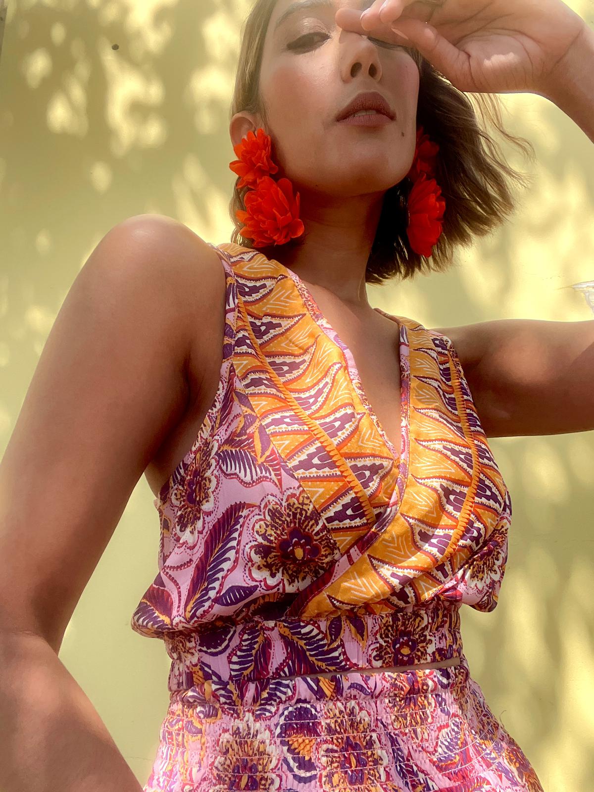 Festival Leisure Boho Wrap Crop Top