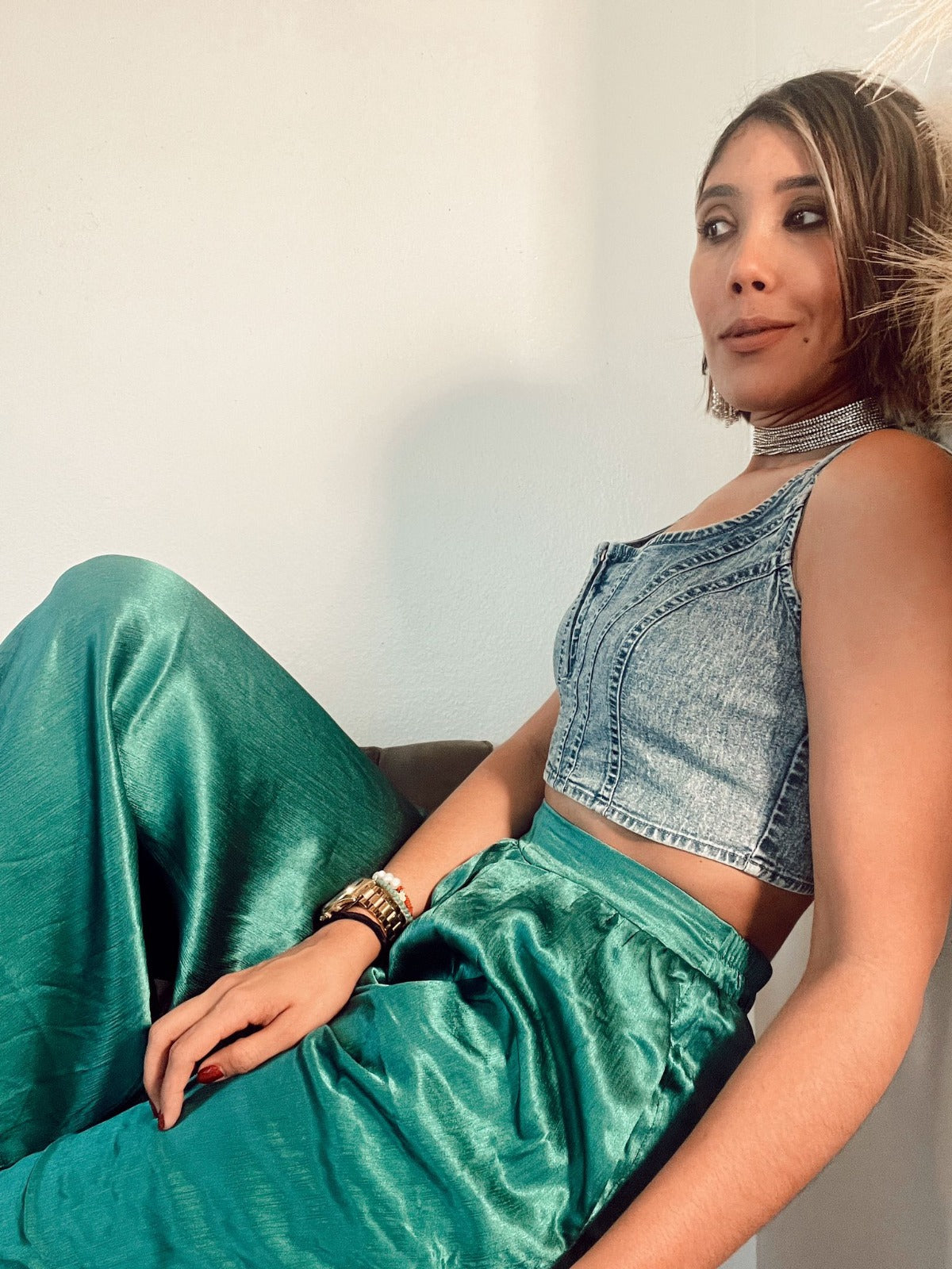 Vero Code Crinkle Pants