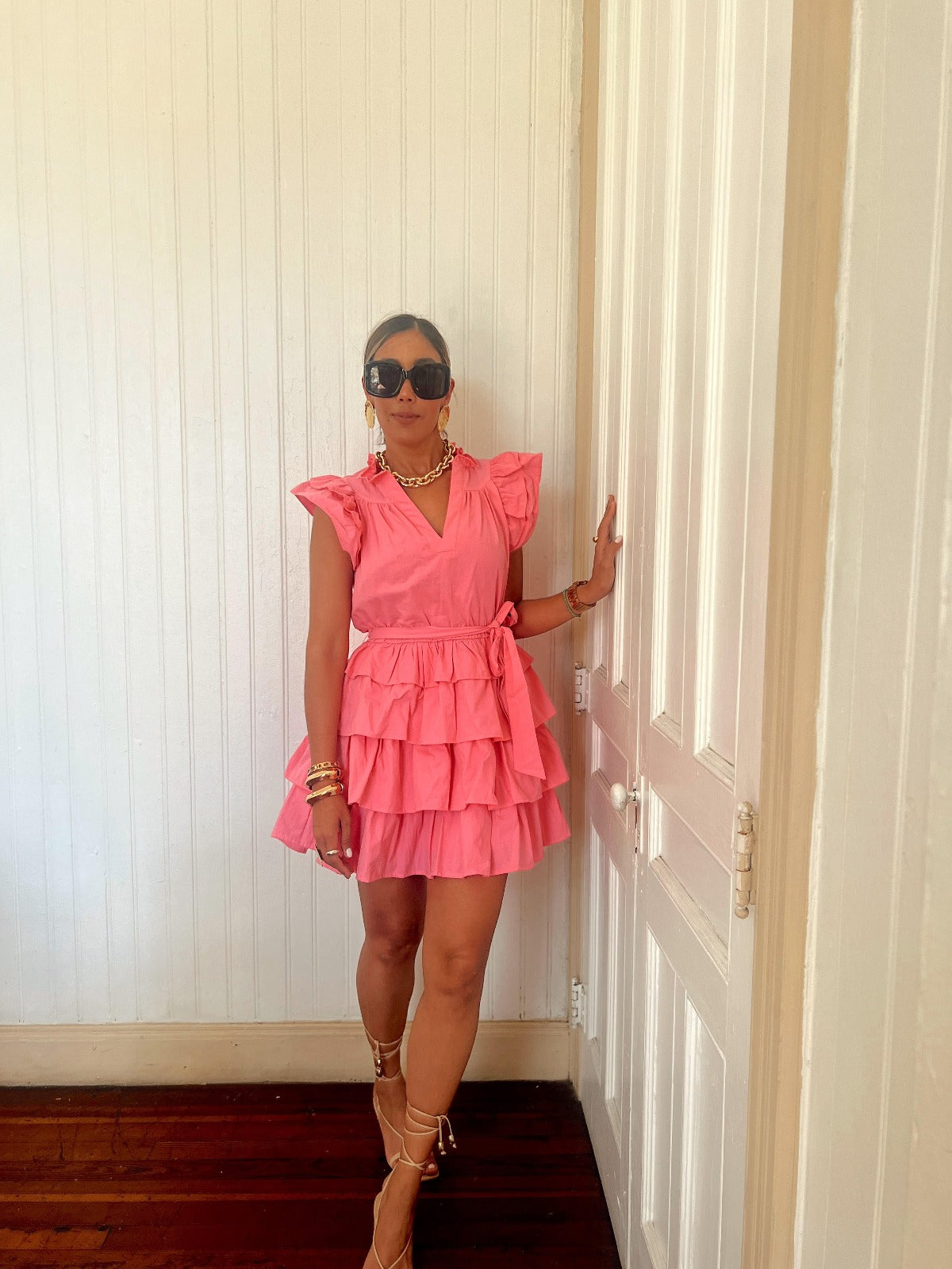 Love Is Pink Ruffled Mini Dress