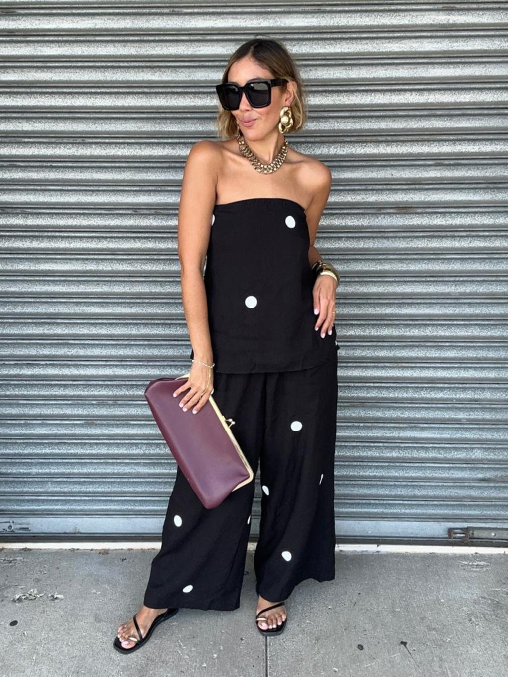 The Red Lip & No Plans Top and Pants Set