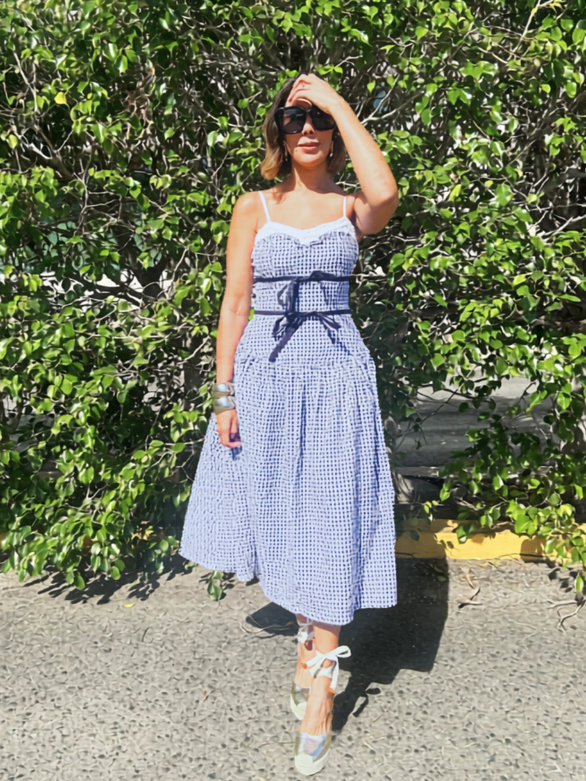 Amaya Gingham Contrast Midi Dress