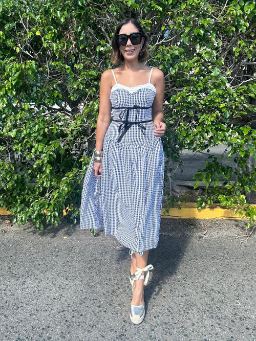 Amaya Gingham Contrast Midi Dress