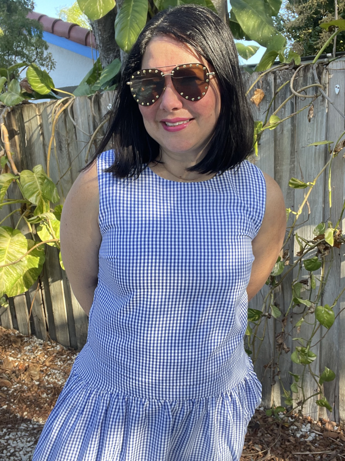 The Country Manor Gingham Scoop Neck Top