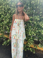 Happy Hour Print Contrast Binding Top