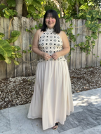 Katiria Contrast Crochet Maxi Dress