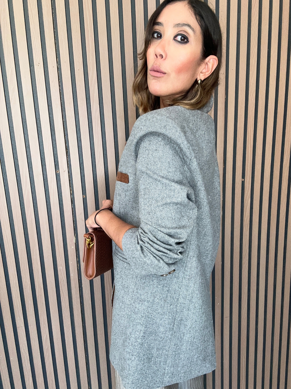 OVERSIZED Glencheck Embroidered Button Down Jacket