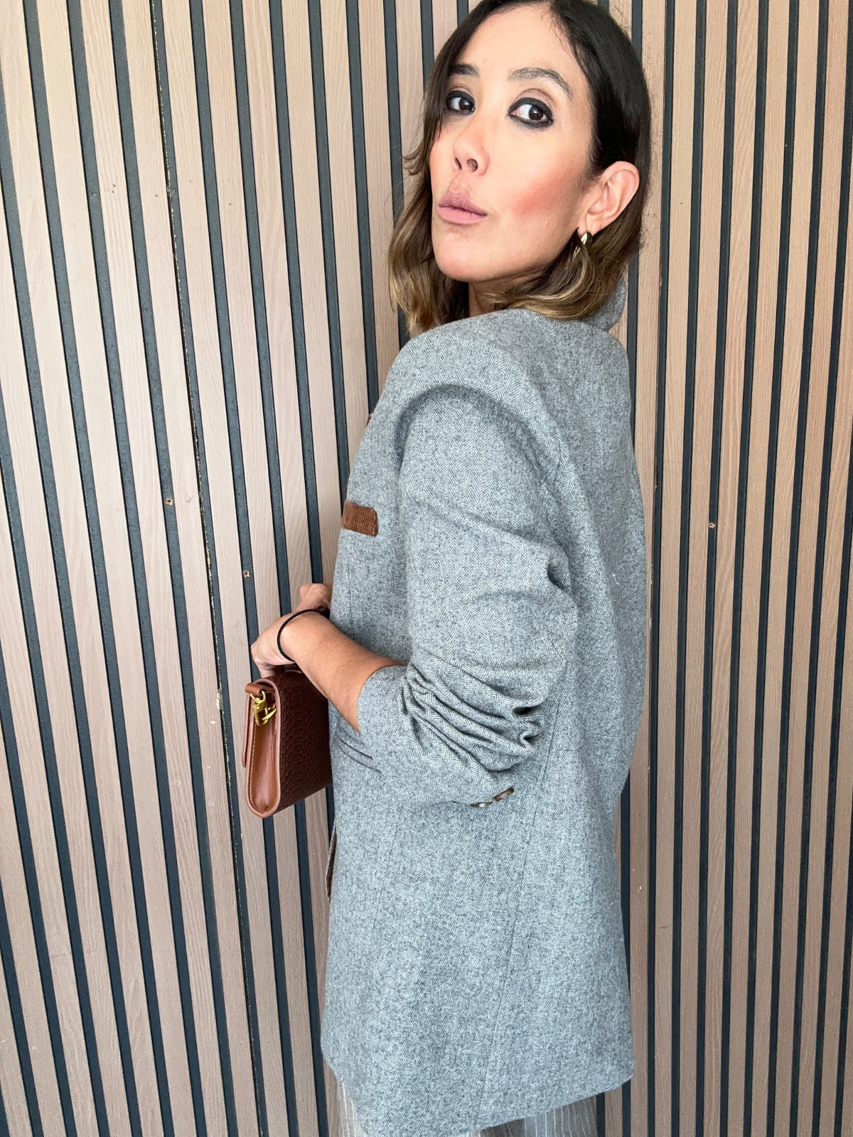 OVERSIZED Glencheck Embroidered Button Down Jacket