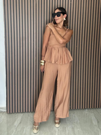 Brunch to Toasts Peplum Top & Wide Leg Pant Set