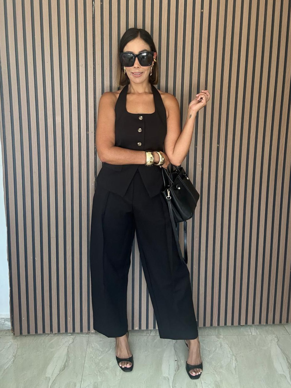 Catalina Halter Neck Tailored Top And Pleated Pants Set