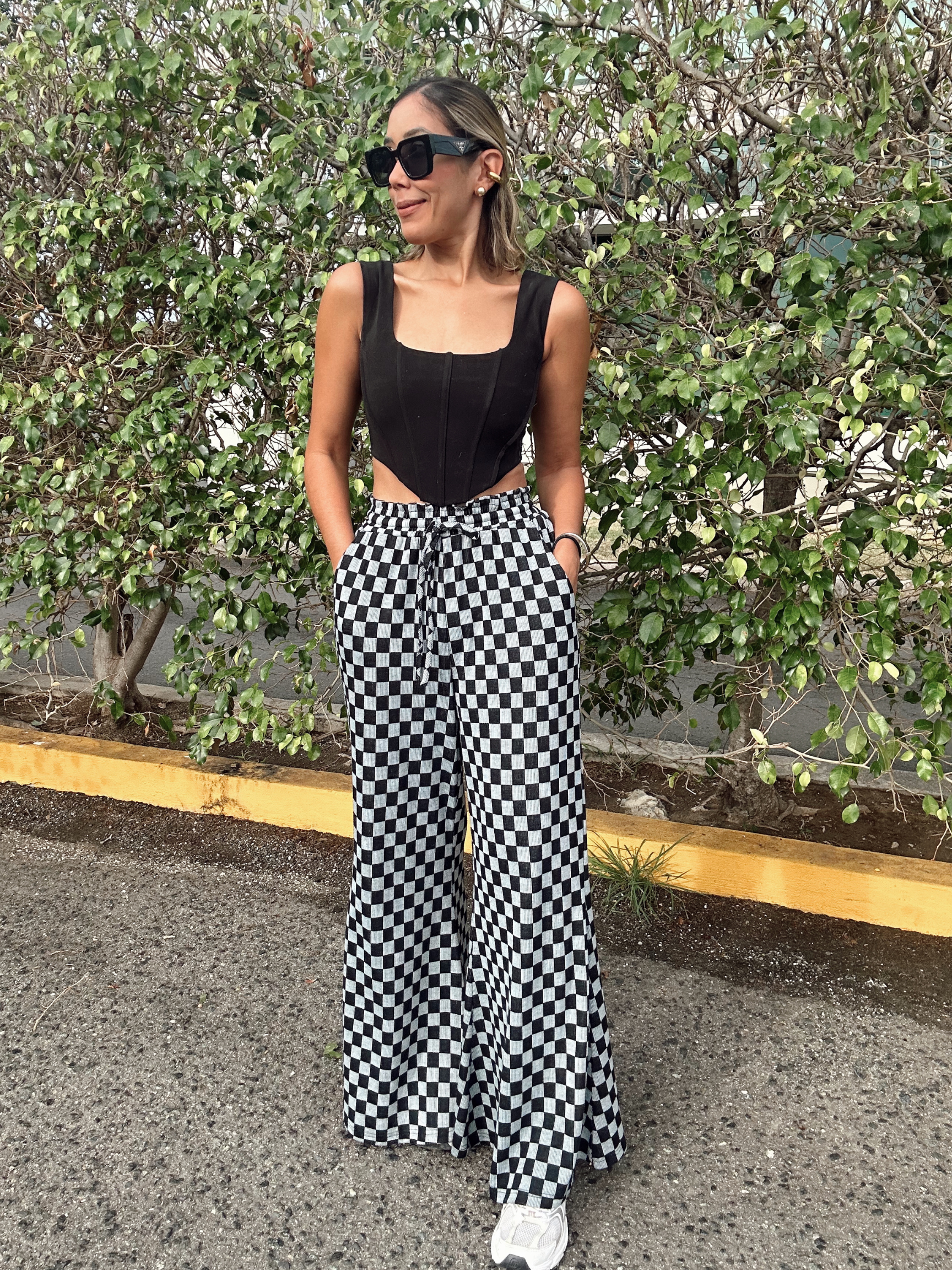 Bold Moves Checkerboard Palazzo Pants