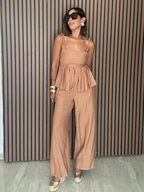 Brunch to Toasts Peplum Top & Wide Leg Pant Set