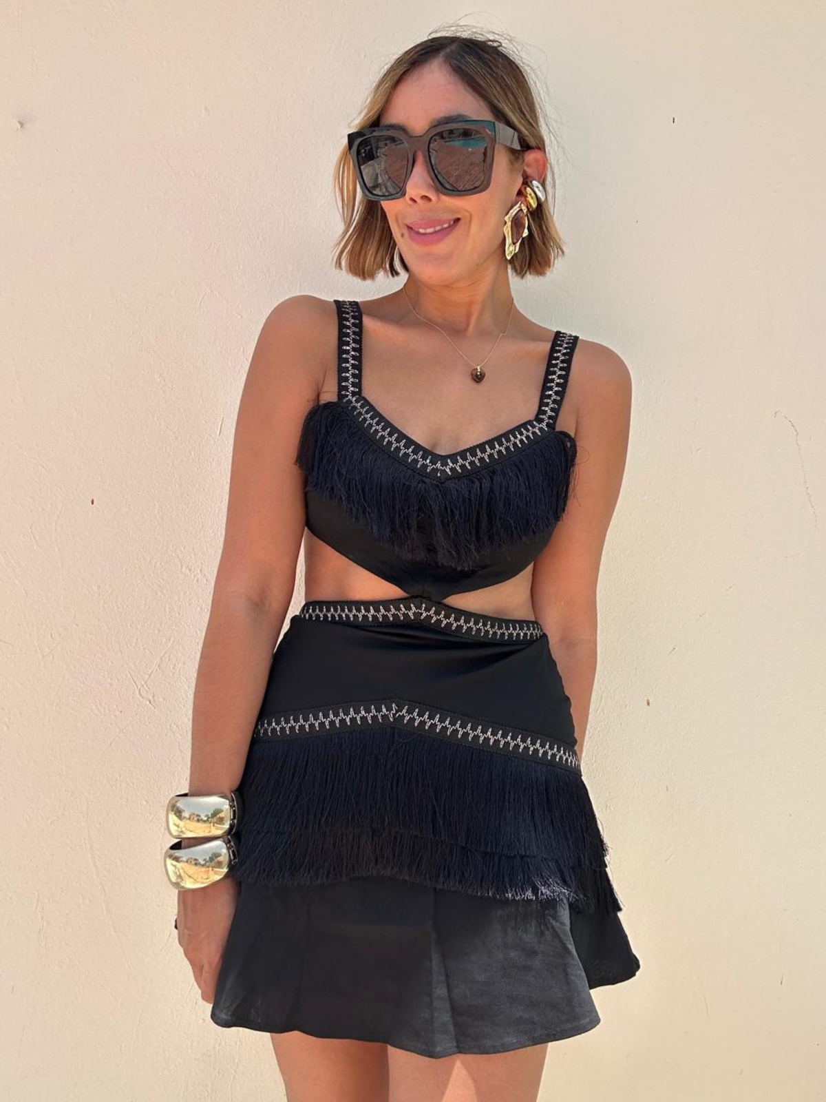 Fringe Factor Cut-Out Mini Dress