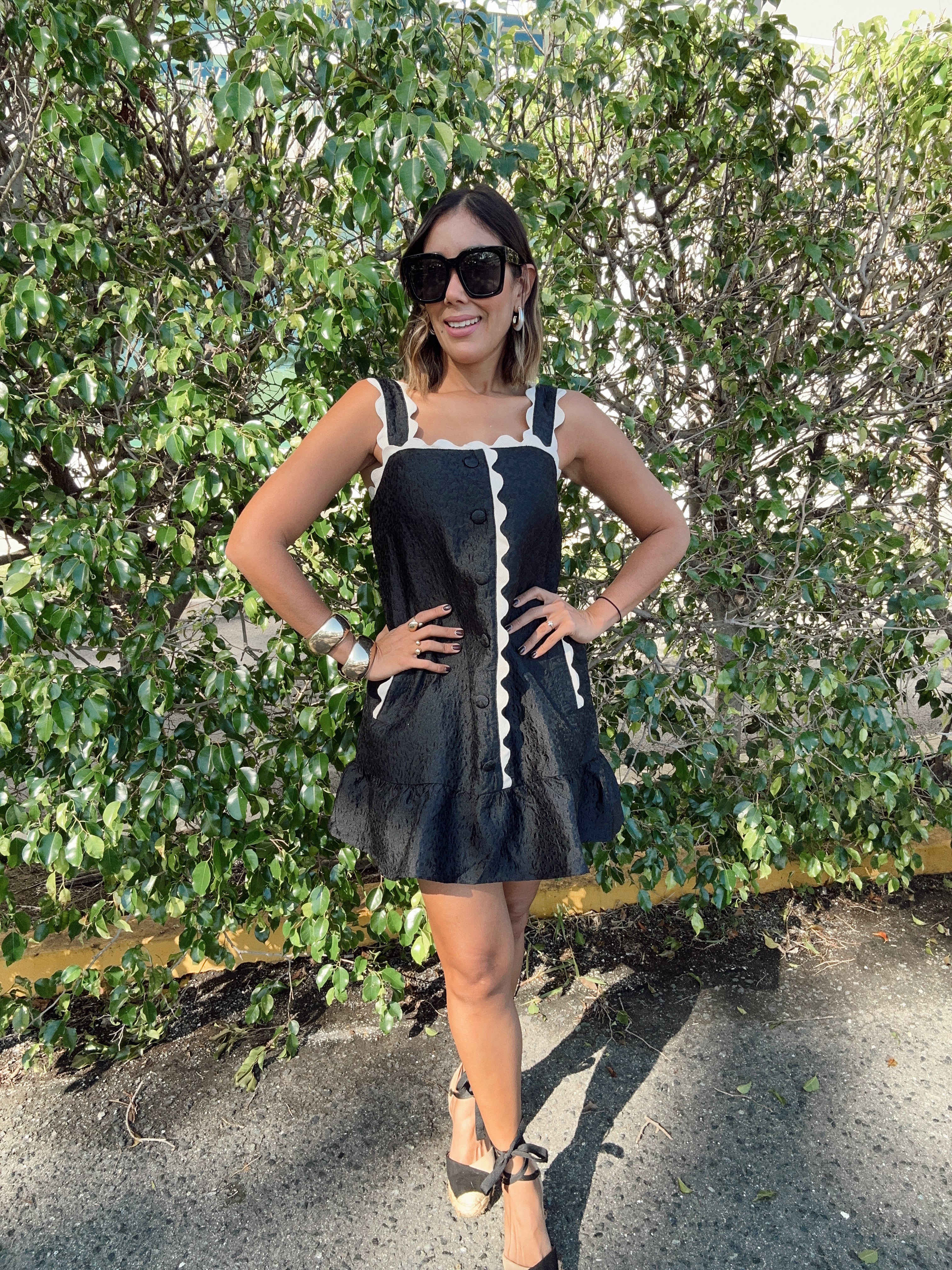 The Playful Contrast Ruffle Mini Dress