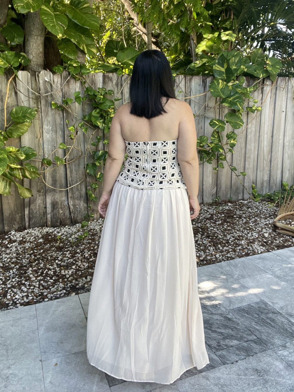 Katiria Contrast Crochet Maxi Dress