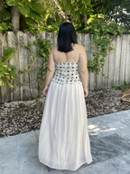 Katiria Contrast Crochet Maxi Dress