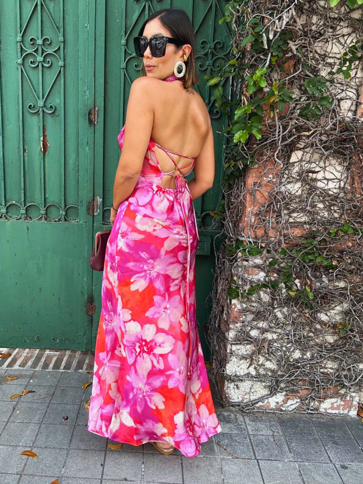 Petal Martini Draped Halter Neck Maxi Dress